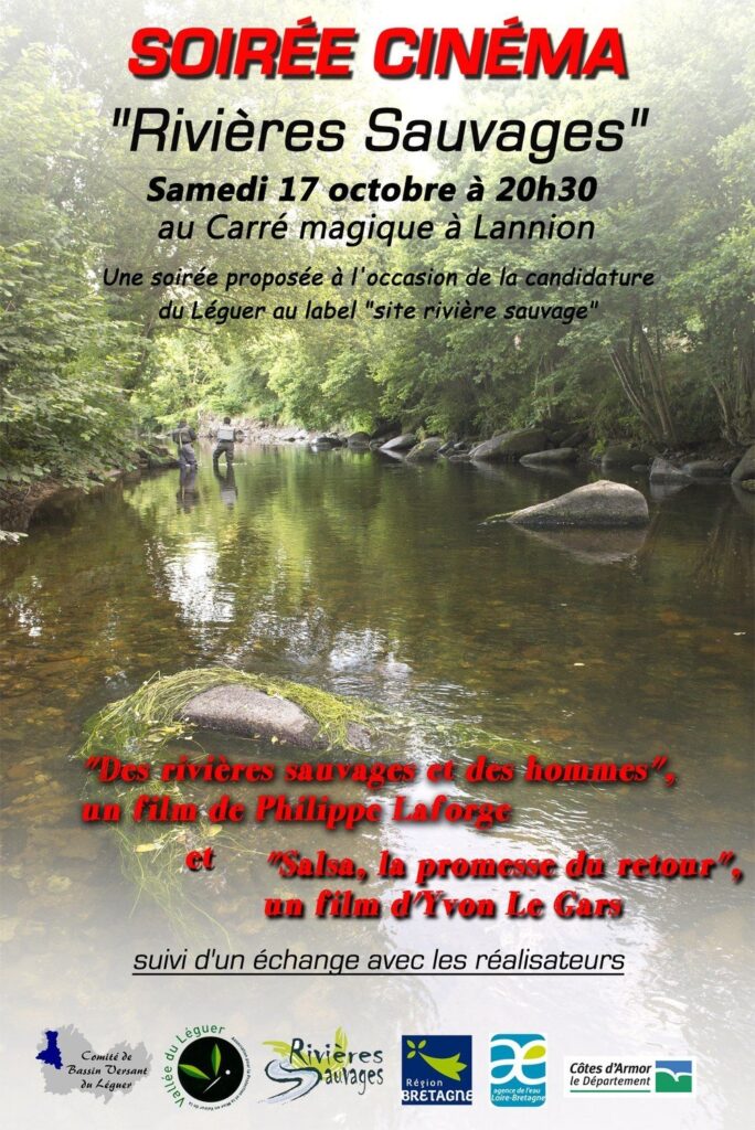 Affiche d'une soirée cinéma "rivières sauvages"