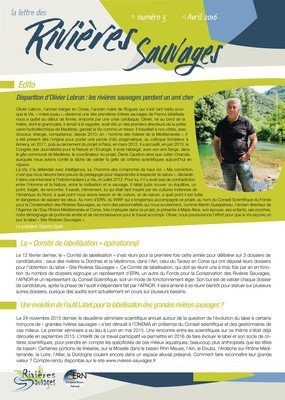 Image de la lettre des Rivières Sauvages numéro 1