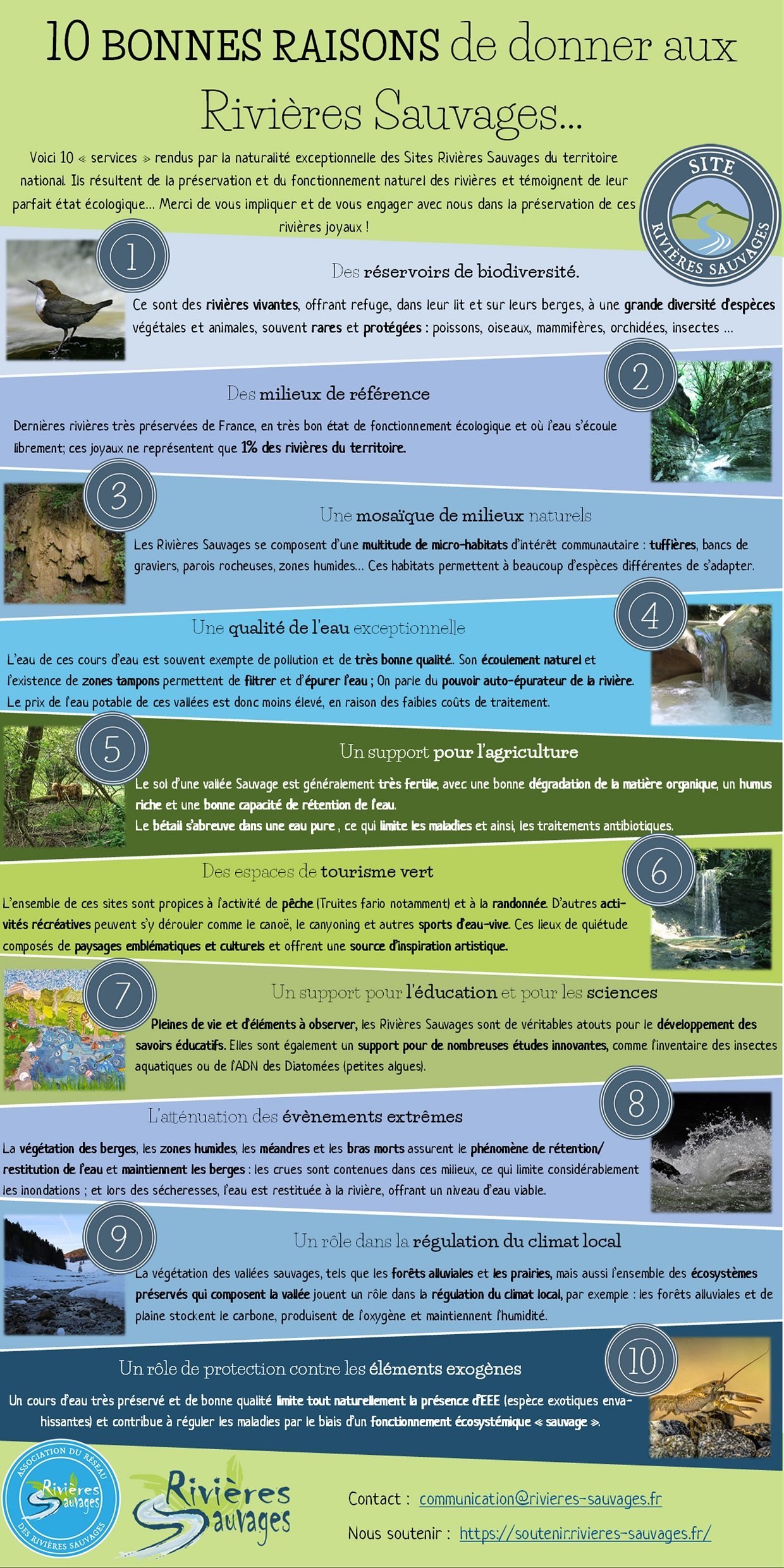 Affiche "10 bonnes raisons de donner aux Rivières sauvages"